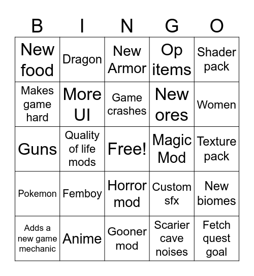 Ben Ten Bingo Card