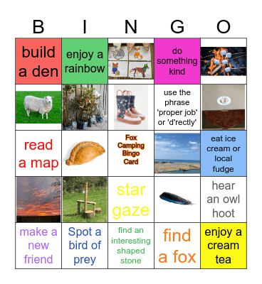 fox camping bingo card Bingo Card