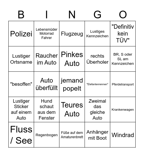 RoadTrip - BINGO Card
