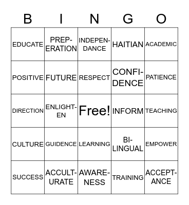 HAITIAN EDUCATION Bingo Card