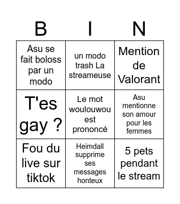 Les stream Woulouwou Bingo Card