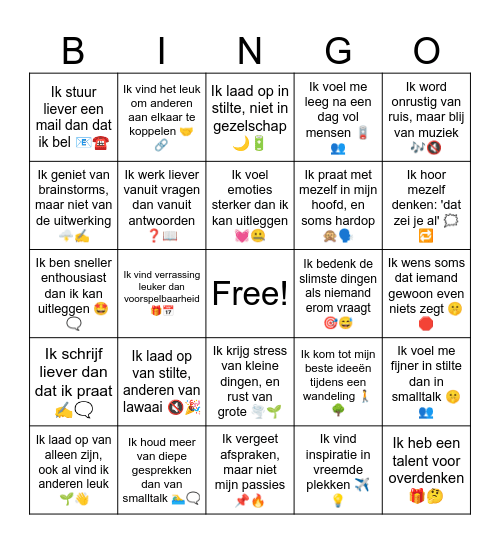 WerkVoorkeurBingo Card