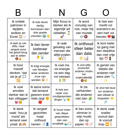 WerkVoorkeurBingo Card