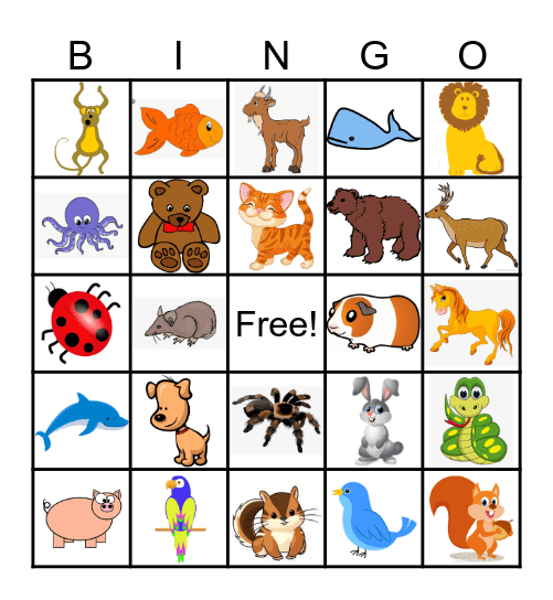 ANIMAL Bingo Card