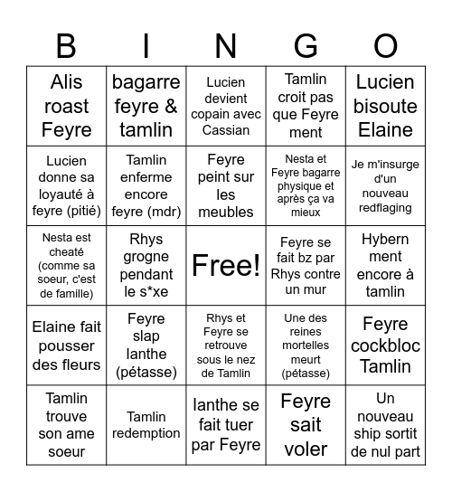 Acotar 3 - Le bingo d'la purge Bingo Card