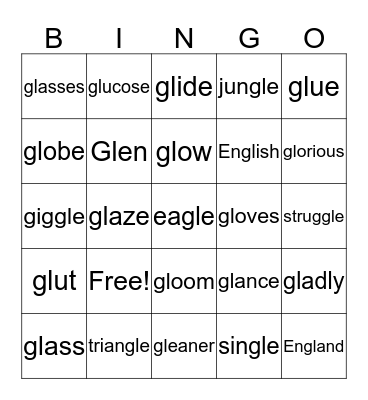 gl bingo Card