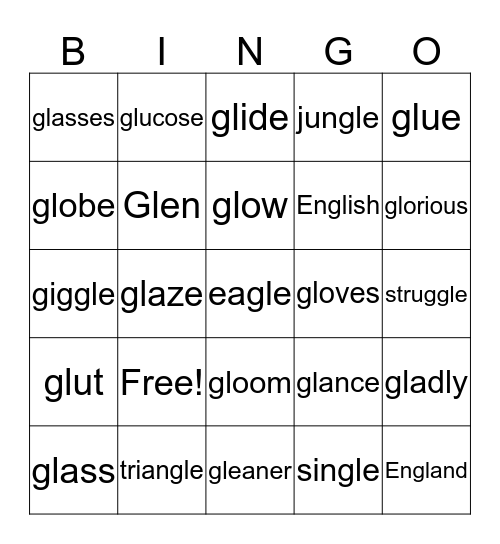 gl bingo Card