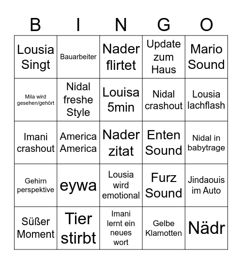 Jindaoui Bingo Card