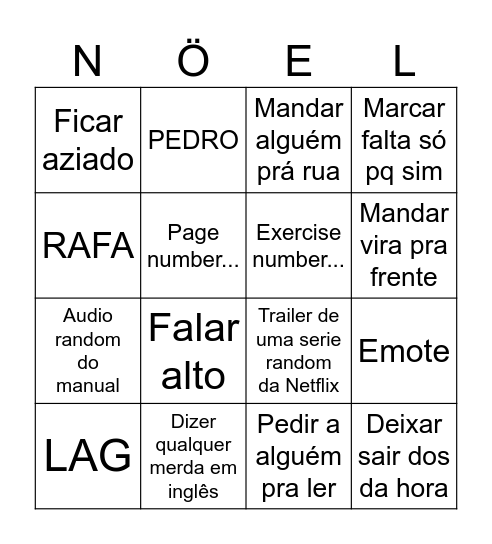 BINGO DO STÔR NÖEL Bingo Card