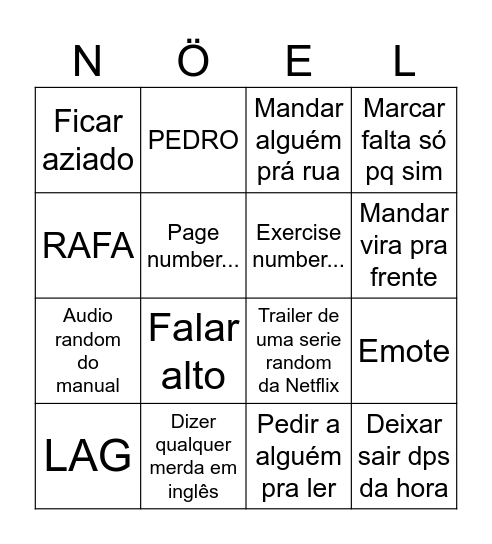 BINGO DO STÔR NÖEL Bingo Card