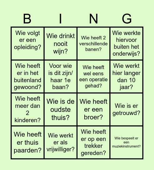Terra Oldekerk Collega BINGO Card