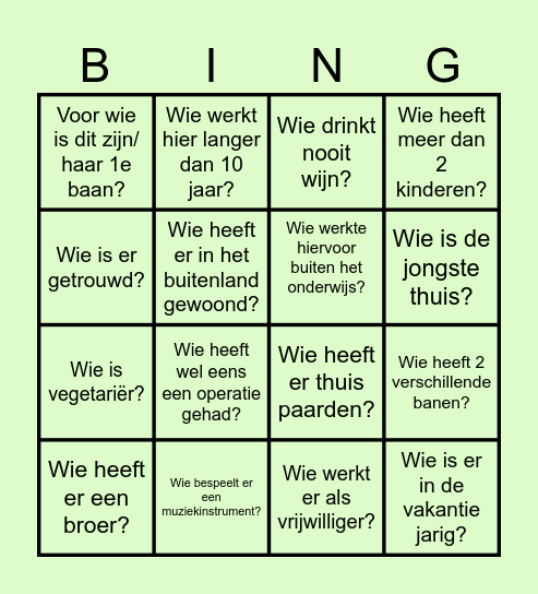 Terra Oldekerk Collega BINGO Card