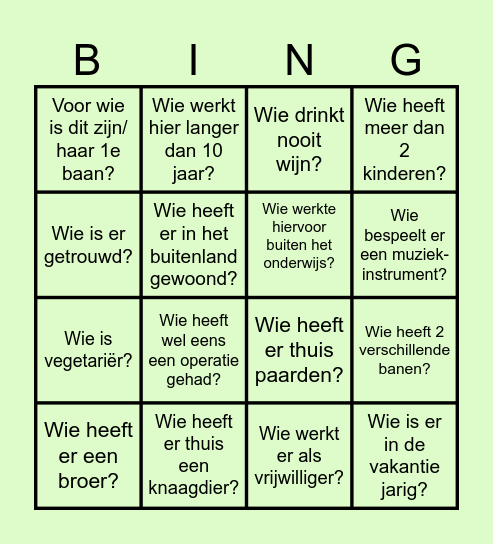 Terra Oldekerk Collega BINGO Card
