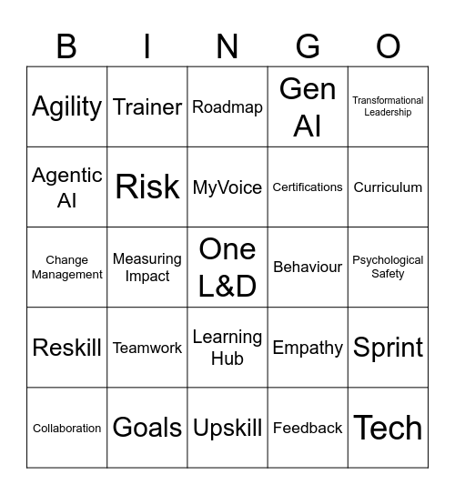 L&D Regional Offsite Conference 2025 Bingo Card