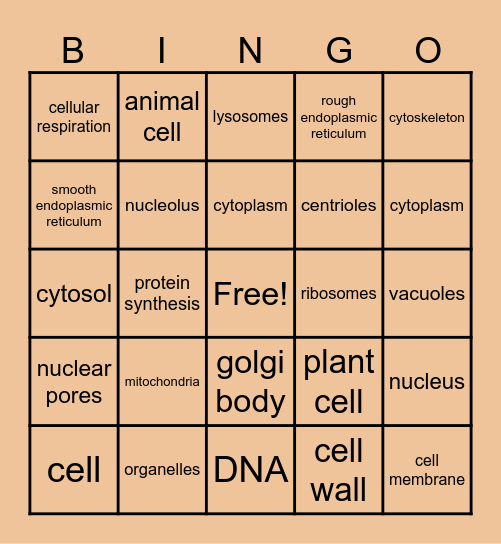 Cell Biology Bingo Card