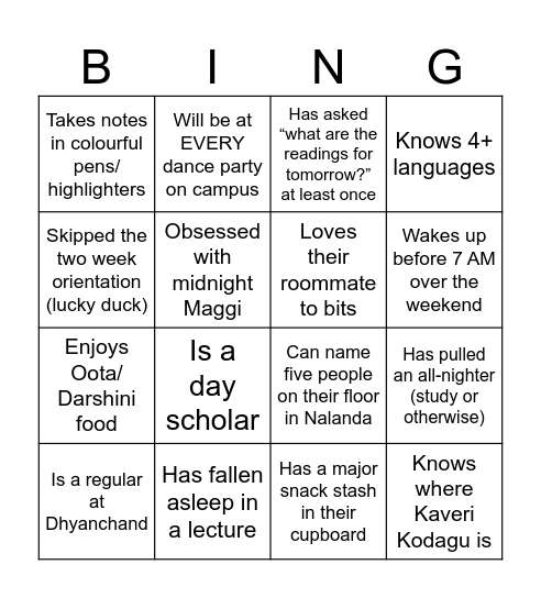 APU SoDev Bingo Card