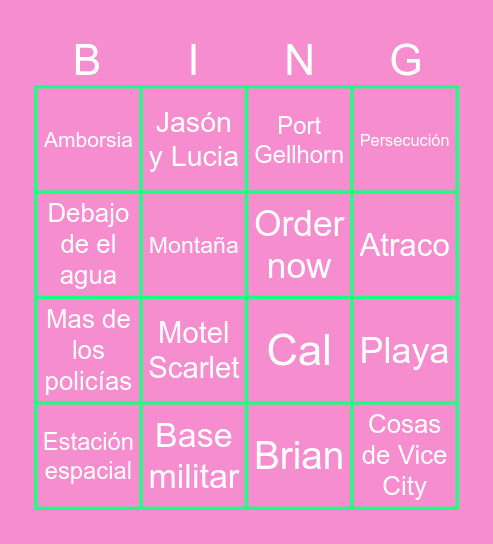 Grand Theft Auto VI Trailer 3 Bingo Card