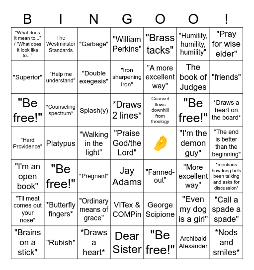 Dr. Evans Bingo Card