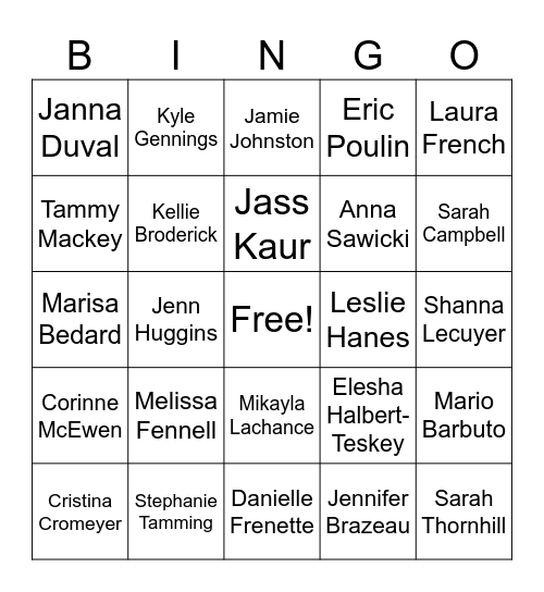 Colleague Bingo Card