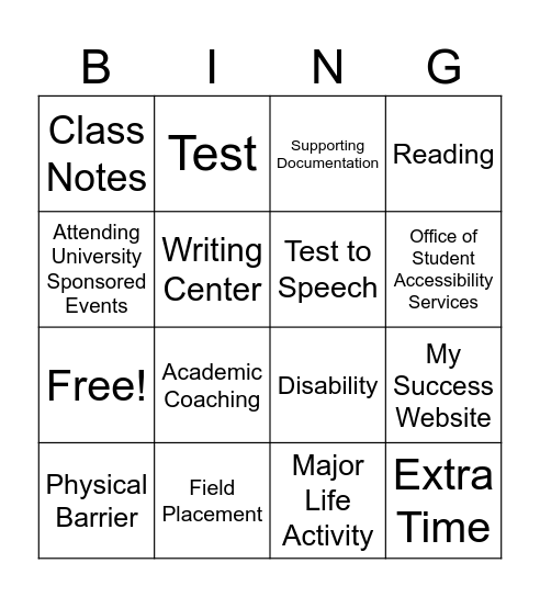 Welcome to Widener!!!!!!! Bingo Card