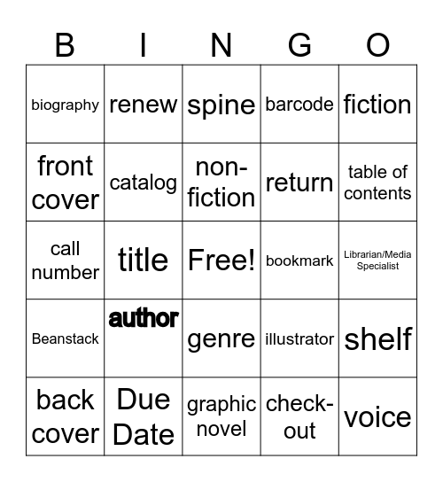 Library Bingo Card