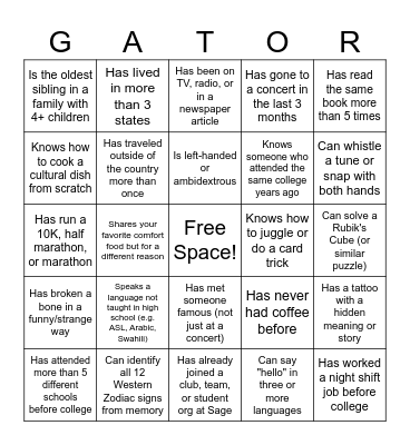 HUMAN BINGO Card