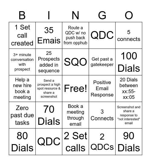 $ Bingo Spiff $ Bingo Card