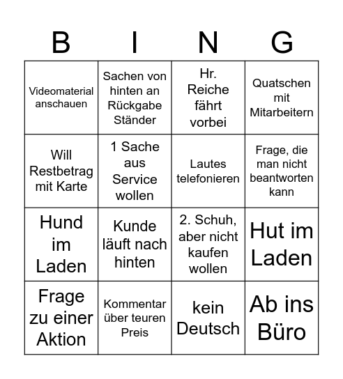 Kassen Bingo Card