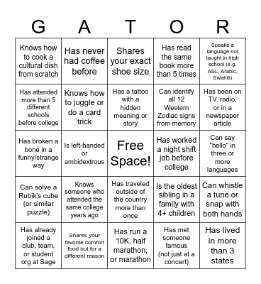 HUMAN BINGO Card