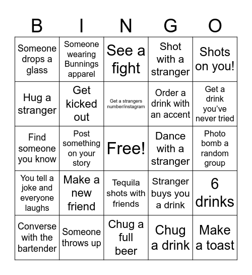 Pub Bingo! Bingo Card