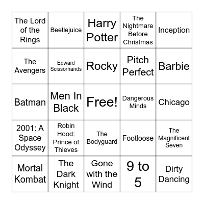 Movie Songs & Soundtracks Bingo Card