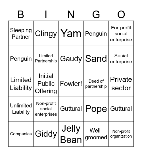 Fowler Frenzy Bingo Card