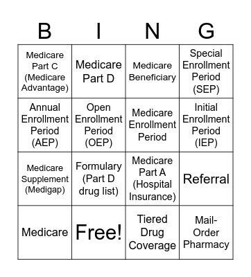 Medicare 101 BINGO Card
