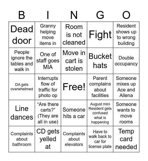 Opening Bingo Card