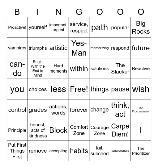 7 Habits BINGOOO Bingo Card
