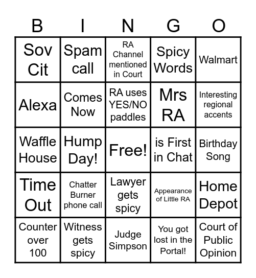 RA Bingo Card