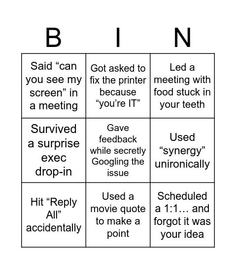 lauling Mgr Bingo Card