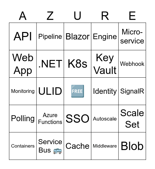 Azure Apps Bingo Card