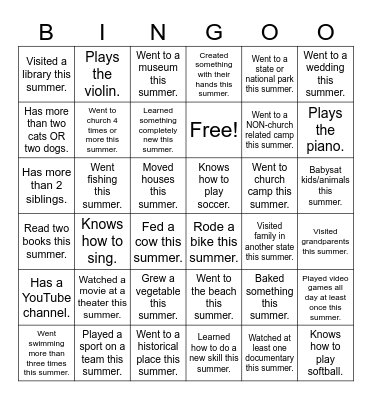 Wow! I Didn't Know! Bingo Card
