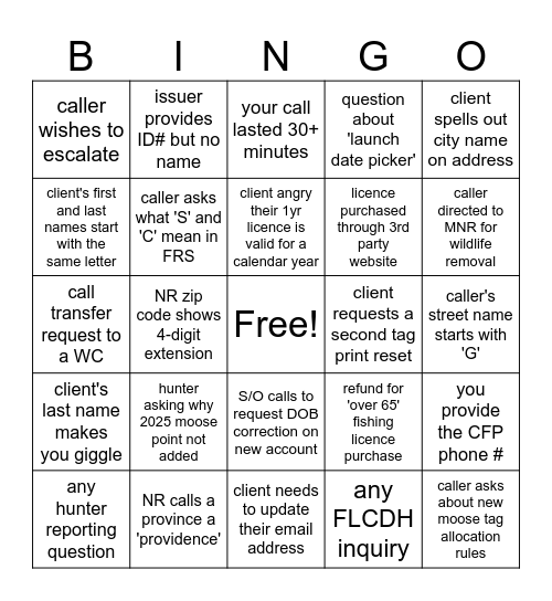 NRISC Bingo #2 Bingo Card