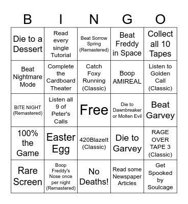 Dormitabis Bingo Card