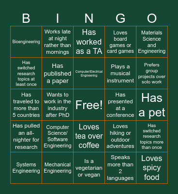 RISING DOCTORAL INSTITUTE Bingo Card