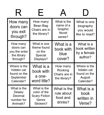 LIBRARY ORIENTATION Bingo Card