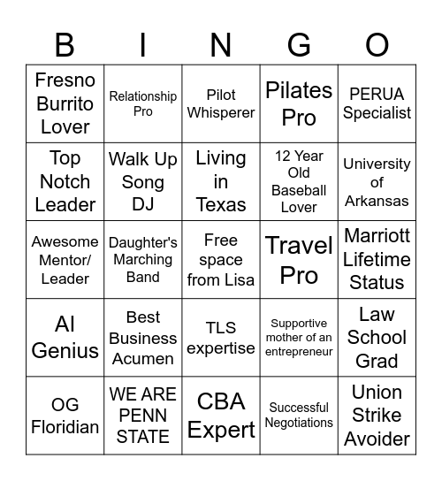 Lisa Hardin Bingo! Bingo Card