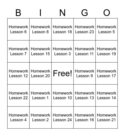 Summit Math Bingo Card