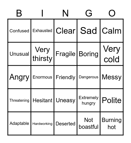 Context Clues Bingo Card