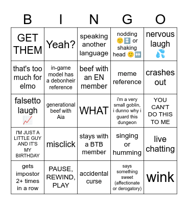 THE DEBONAIR AMONG US V2 Bingo Card