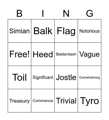 Word of the Day - 1st 15 words Bingo Card