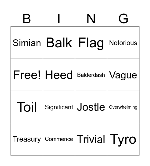 Word of the Day - 1st 15 words Bingo Card