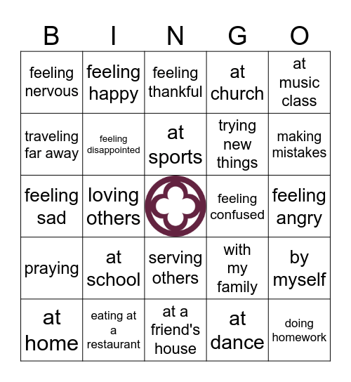 GOD IS WITH ME WHEN I'M... Bingo Card